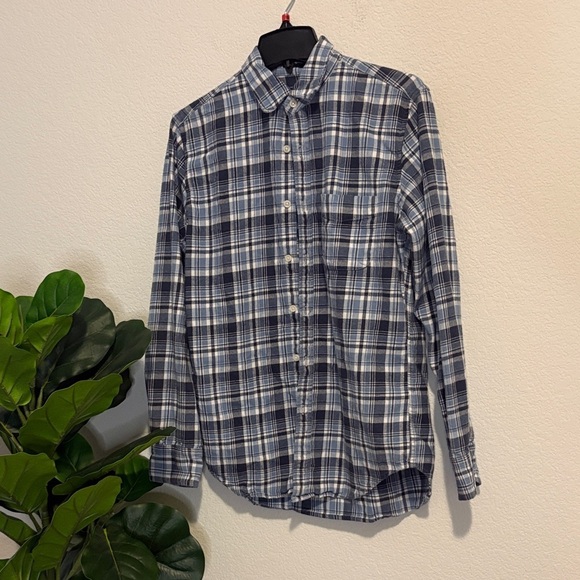 J. Crew Other - J. Crew Blue and White Plaid flannel Button-Down Shirt small